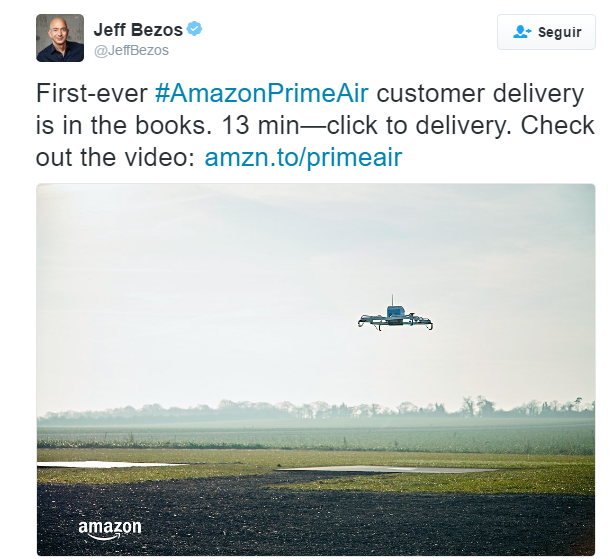 Primeira entrega do drone Amazon Prime Air